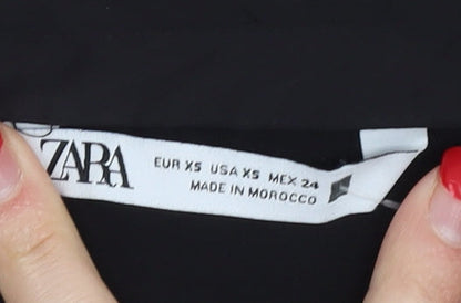 Womens UK Size XS Zara Black Cropped Button-Up
