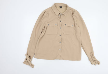 Womens UK Size S VERO MODA Beige Basic Button-Up