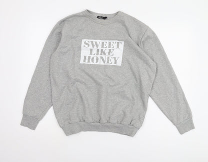 boohoo Women’s Grey Pullover Sweatshirt L