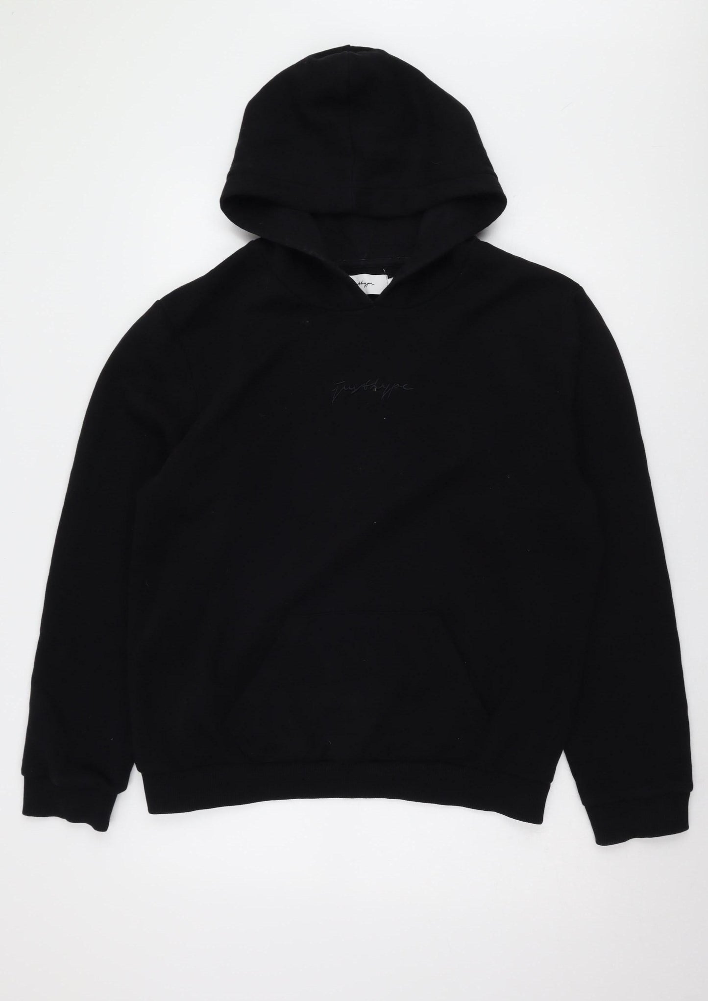 Just Hype Unisex Black Pullover Hoodie - Size 16