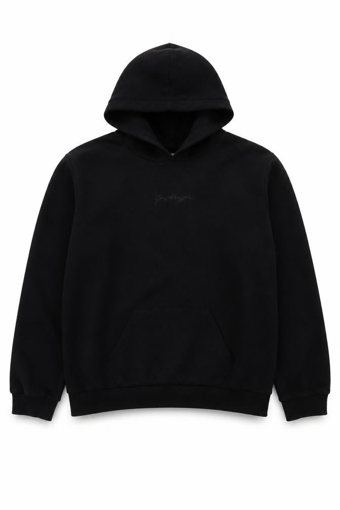 Front view of Just Hype unisex black pullover hoodie -, size 16