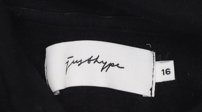 Just Hype Unisex Black Pullover Hoodie - Size 16