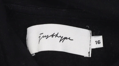 Just Hype Unisex Black Pullover Hoodie - Size 16
