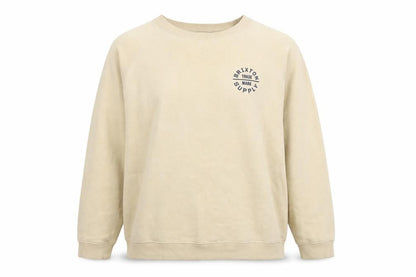 Front view of Brixton Beige Logo Pullover Sweatshirt, unisex l