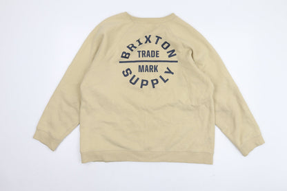 Brixton Beige Logo Pullover Sweatshirt, Unisex L