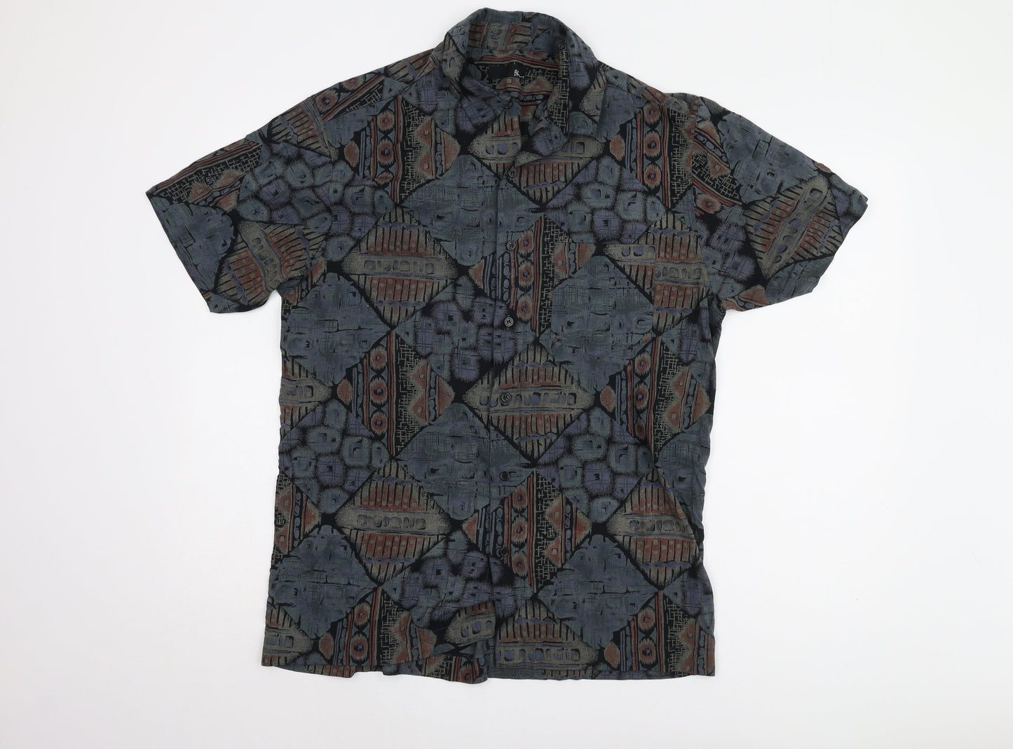 Bhs Men's M Geometric Multicoloured Short Sleeve Shirt