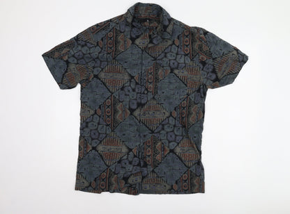 Bhs Men's M Geometric Multicoloured Short Sleeve Shirt