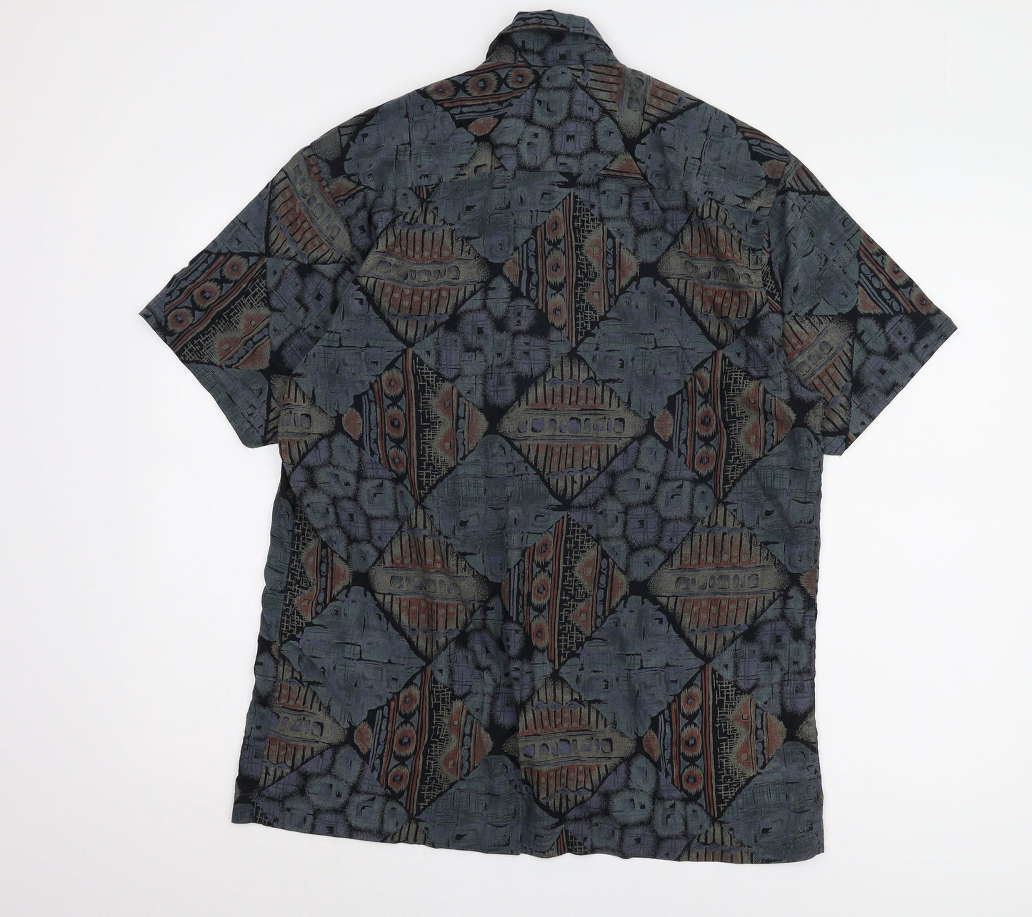 Bhs Men's M Geometric Multicoloured Short Sleeve Shirt