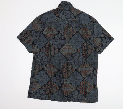 Bhs Men's M Geometric Multicoloured Short Sleeve Shirt