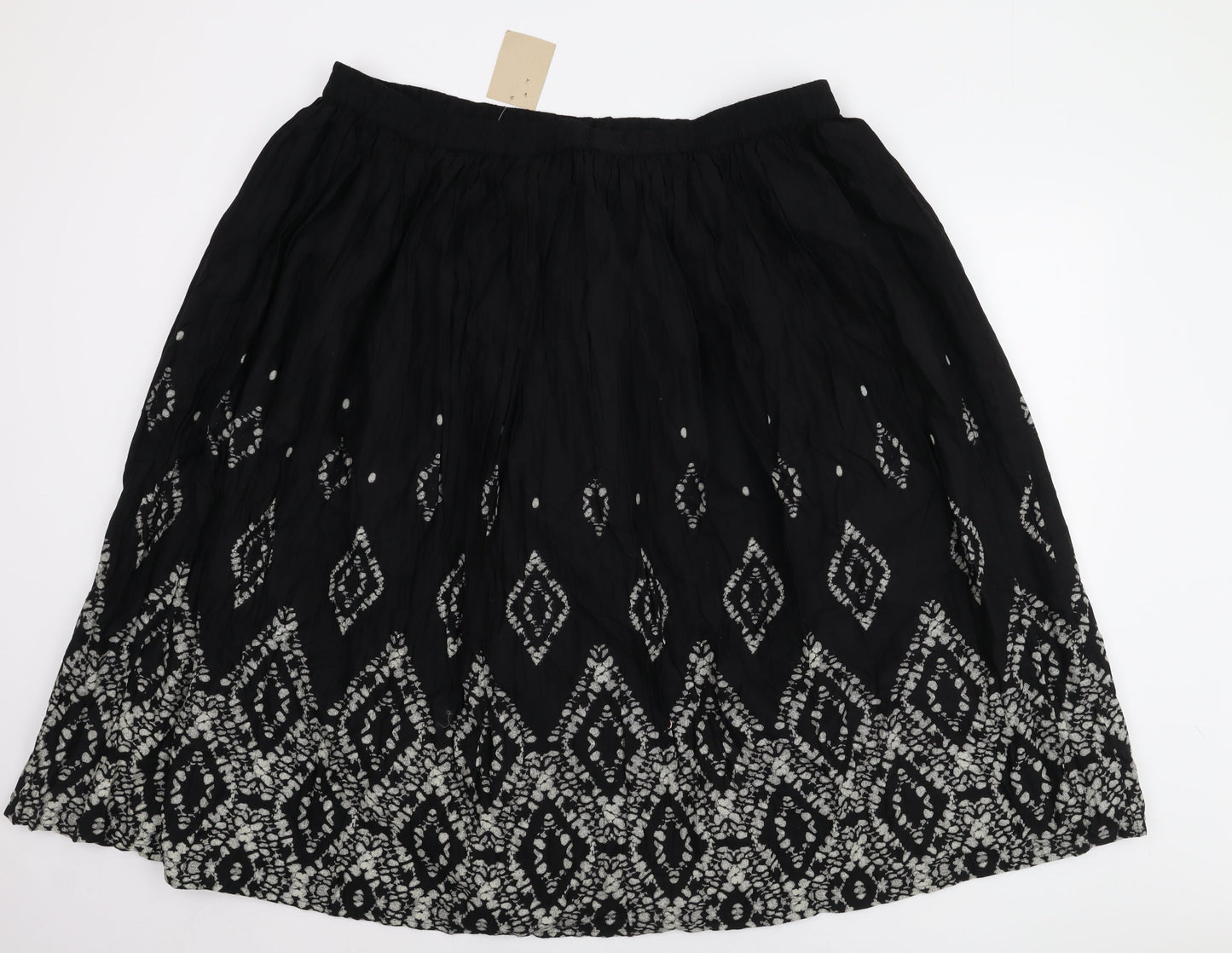 Damart Women's Black Peasant Skirt Size 24 Geometric Midi