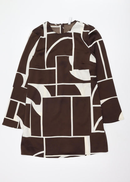 MNG Women's Brown Geometric Dress Size 8