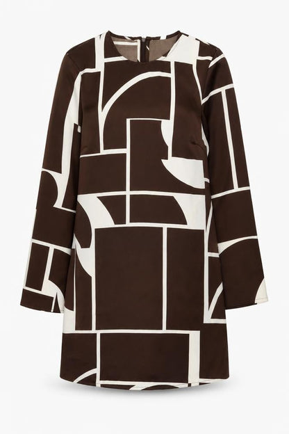 MNG Women's Brown Geometric Dress Size 8