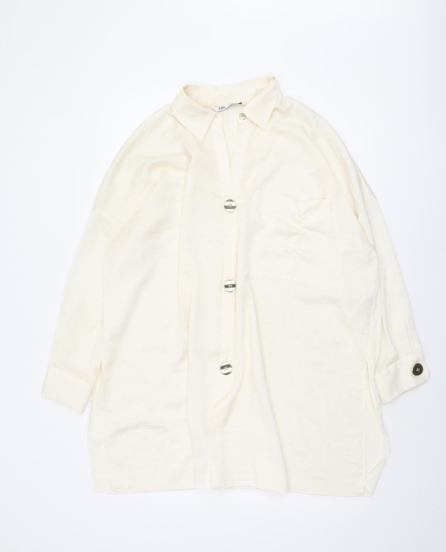 Zara Women's Ivory Button-Up Shirt L