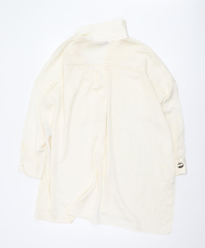 Zara Women's Ivory Button-Up Shirt L
