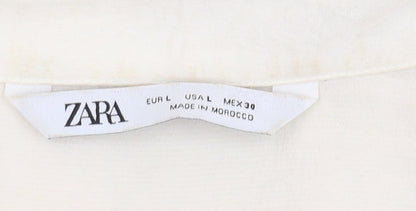 Zara Women's Ivory Button-Up Shirt L