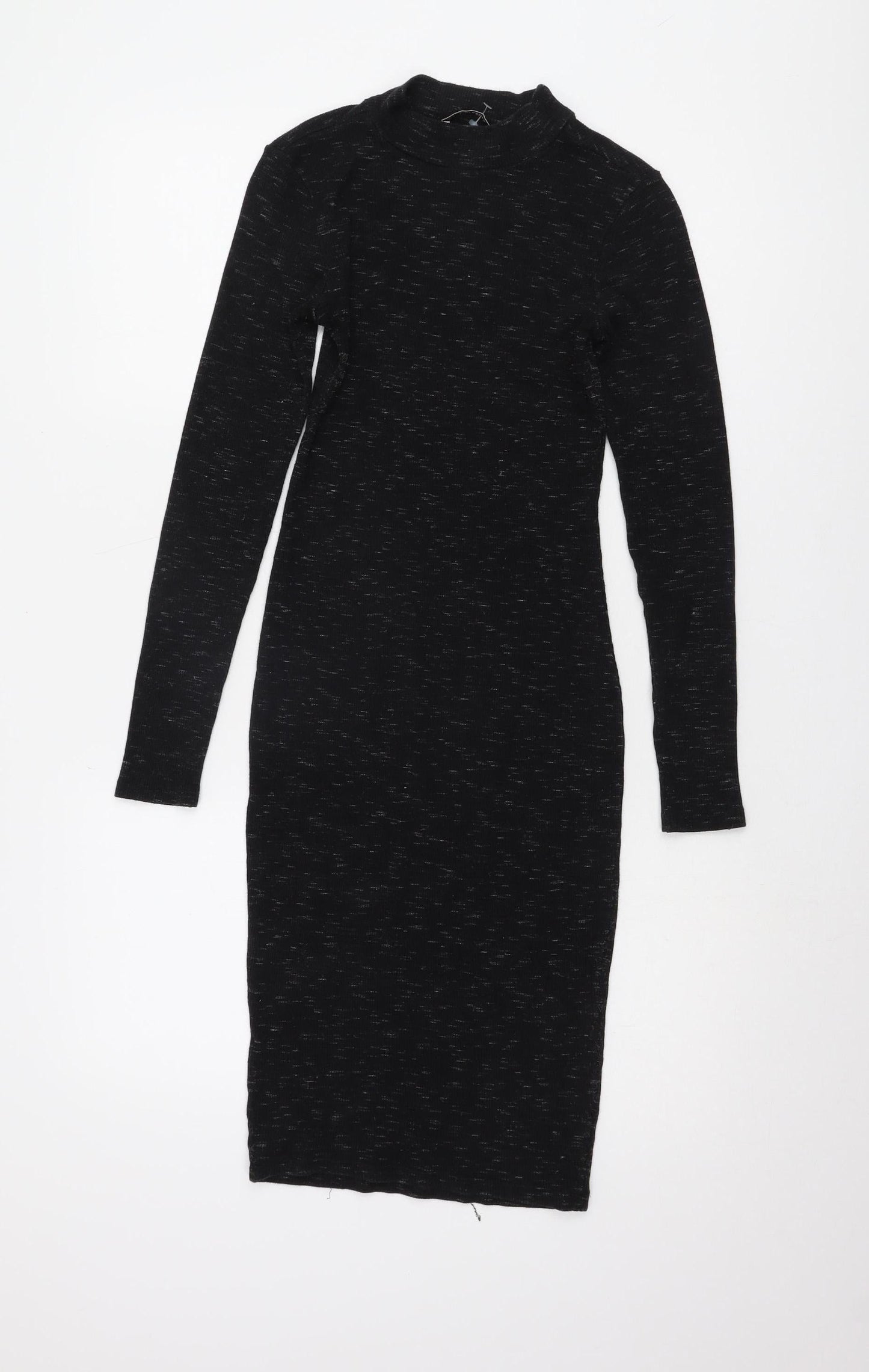 Pull & Bear Women's Black Mock Neck Bodycon Dress Size 12