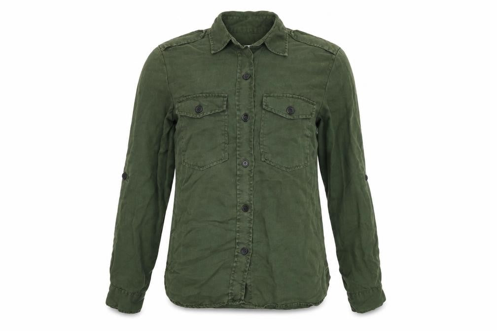 Womens UK Size 2XS Zara Green Basic Button-Up