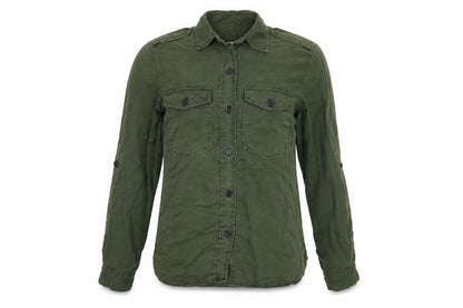 Womens UK Size 2XS Zara Green Basic Button-Up