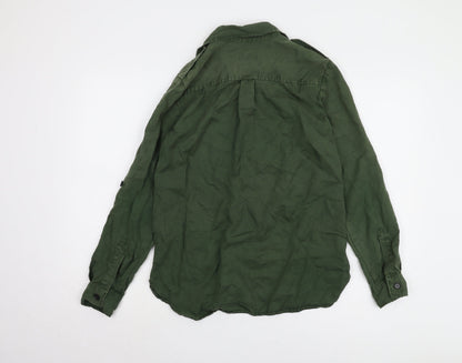 Womens UK Size 2XS Zara Green Basic Button-Up