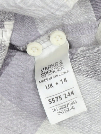 Womens UK Size 14 Marks and Spencer Grey Basic Button-Up