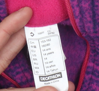 Decathlon Girls Purple Fleece Sweatshirt 14 Years Zip Winter