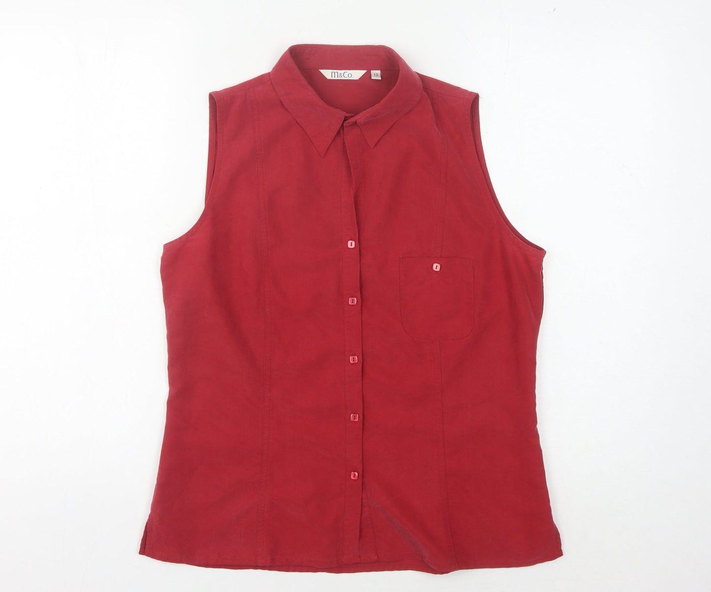 Womens UK Size 12 Mackays Red Basic Button-Up