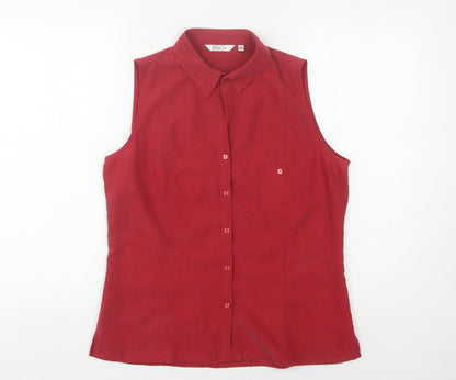 Womens UK Size 12 Mackays Red Basic Button-Up