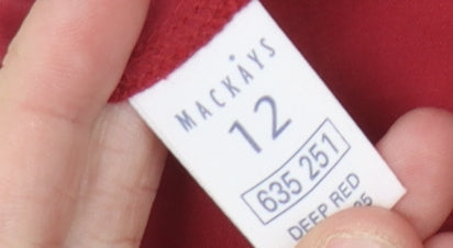 Womens UK Size 12 Mackays Red Basic Button-Up