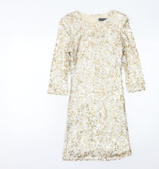 French Connection Women's Gold Sequin Dress Size 6