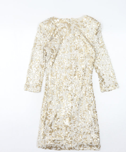 French Connection Women's Gold Sequin Dress Size 6