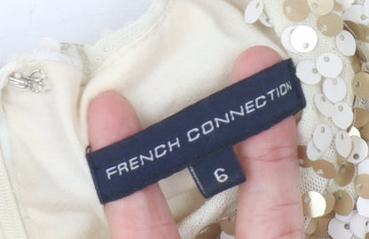 French Connection Women's Gold Sequin Dress Size 6