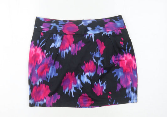 Jane Norman Women's Multicoloured Floral Skirt - Size 14