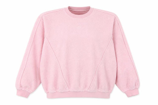 Front view of Adidas Women’s Pink Fleece Pullover Sweatshirt, size UK 14