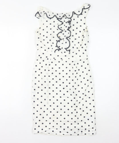 Boden Women's White Polka Dot Dress, Size 6, Sleeveless