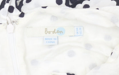Boden Women's White Polka Dot Dress, Size 6, Sleeveless