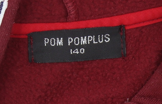 Pom Pomplus Boys Red Graphic Hoodie, Size 12, Autumn Winter Pullover