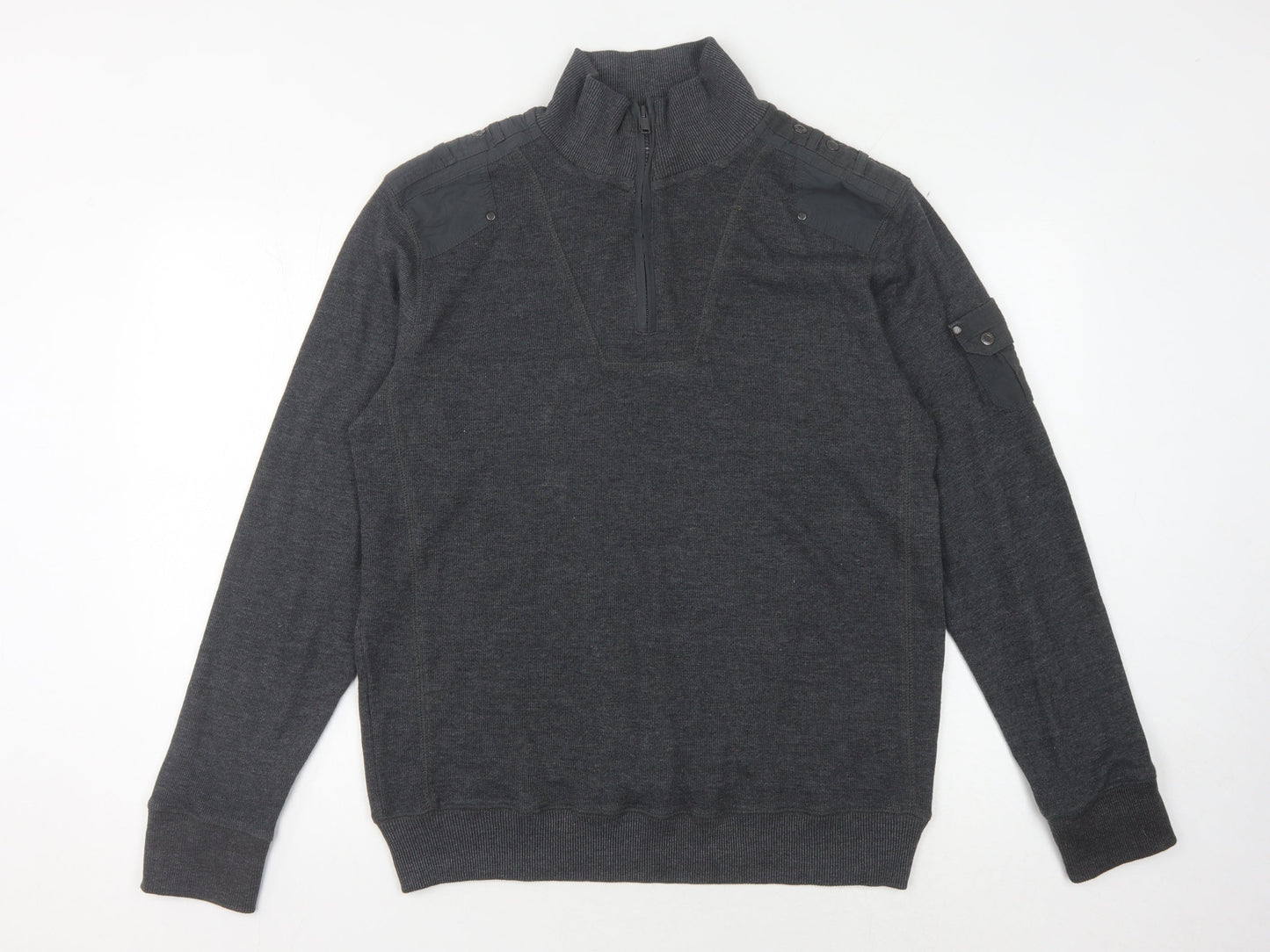 Debenhams Men's Grey Pullover Jumper, Medium, High Neck