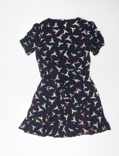 Oasis Women's Multicoloured Birds V-Neck Dress - Size 12