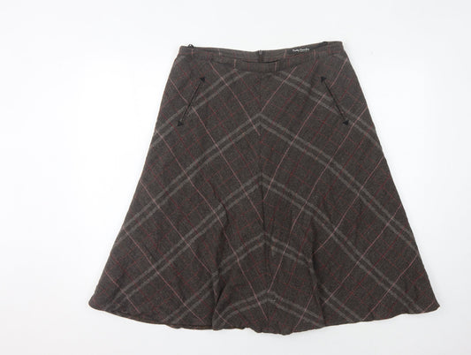 Betty Barclay Women's Brown Check A-Line Skirt Size 12