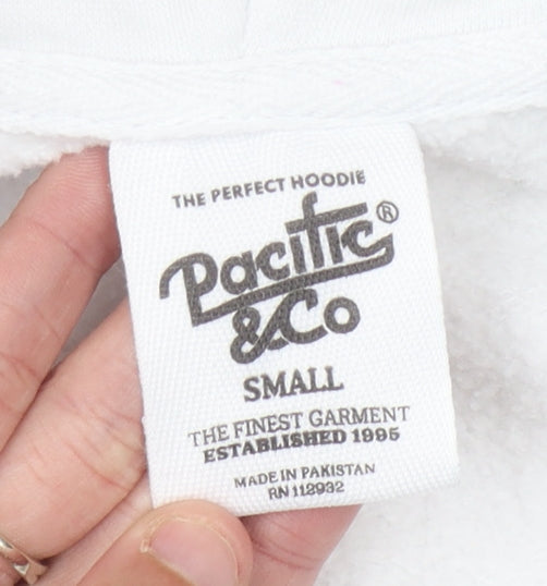 Pacific & Co Unisex White Full Zip Hoodie Small