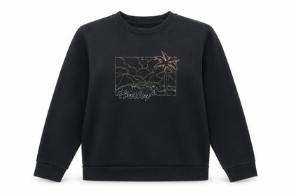 Front view of Hurley Black unisex graphic pullover sweatshirt l
