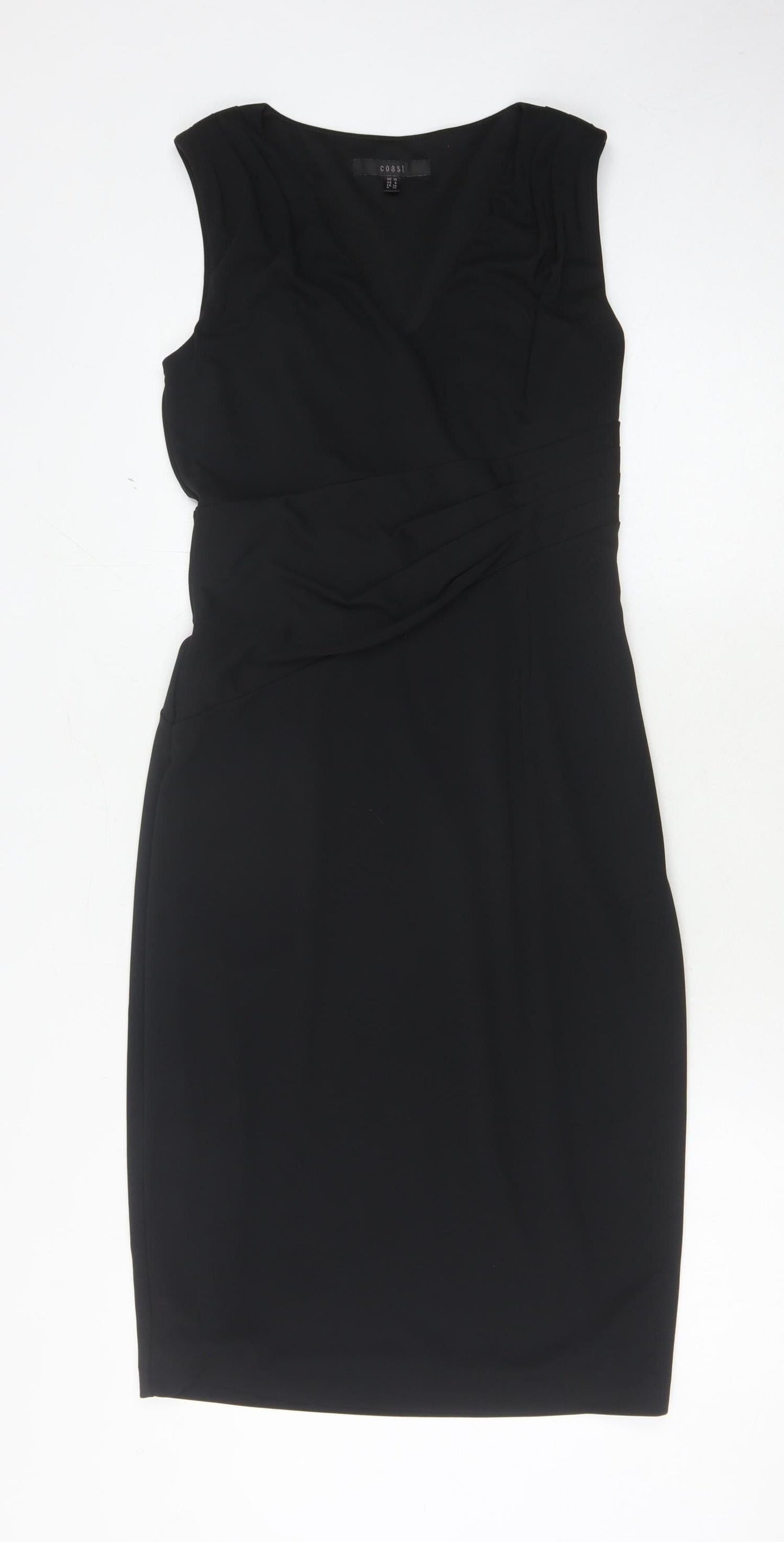 Coast Women's Black Sheath Dress, Size 10, V-Neck, Formal