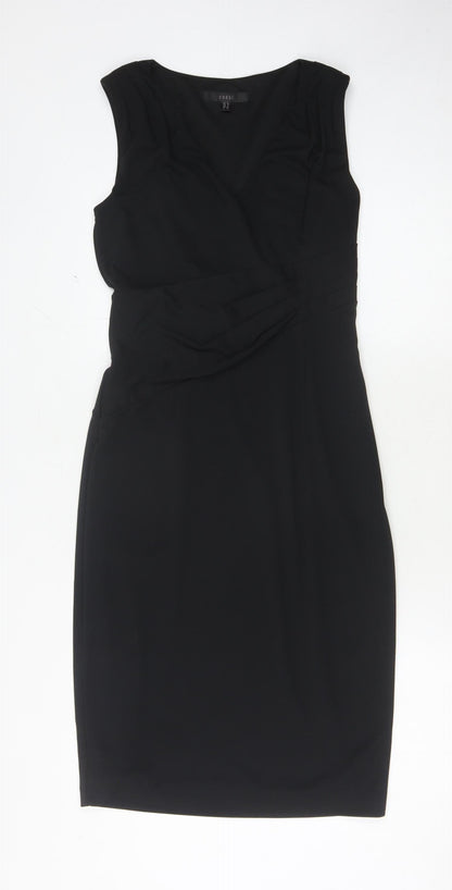 Coast Women's Black Sheath Dress, Size 10, V-Neck, Formal