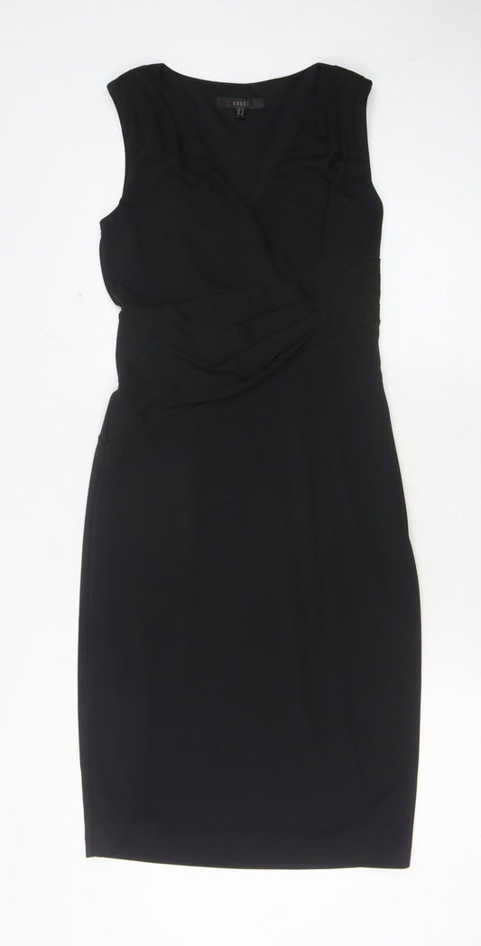 Coast Women's Black Sheath Dress, Size 10, V-Neck, Formal