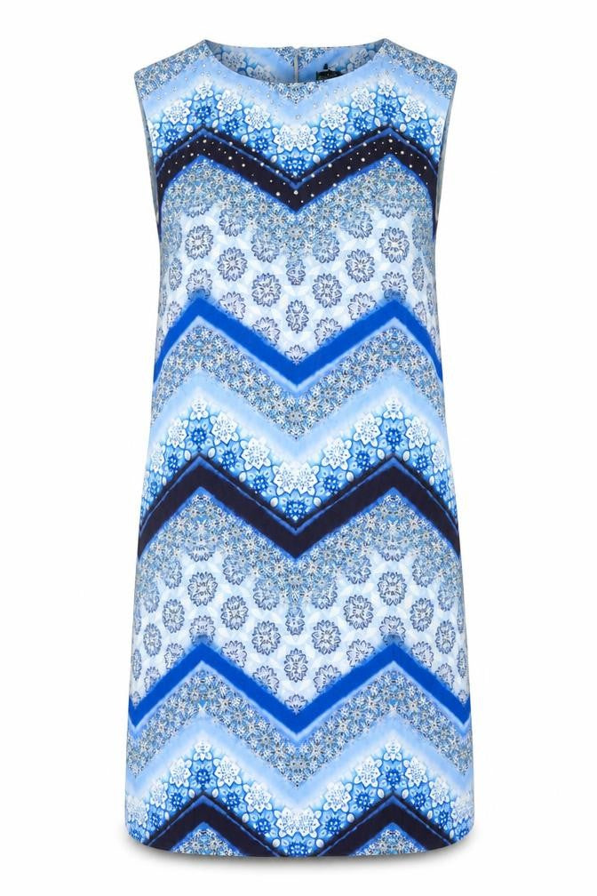Wallis Women's Blue Geometric Shift Dress Size 10