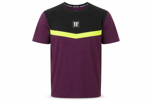 11 Degrees Men'S Colourblock T-Shirt, 2Xl, Purple/Black