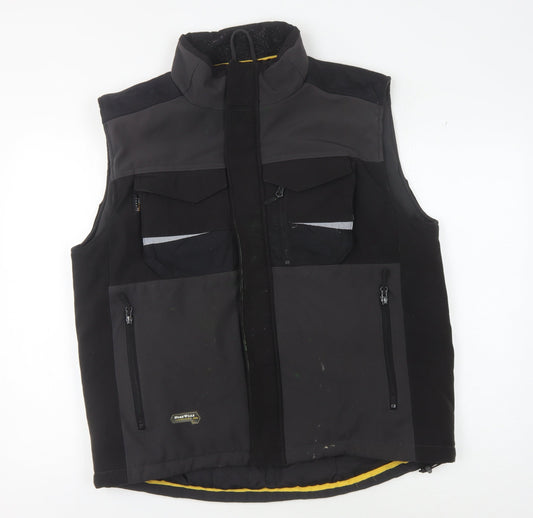 WorkWear Men's Black Waistcoat, Large, Zipped Pockets