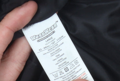 WorkWear Men's Black Waistcoat, Large, Zipped Pockets