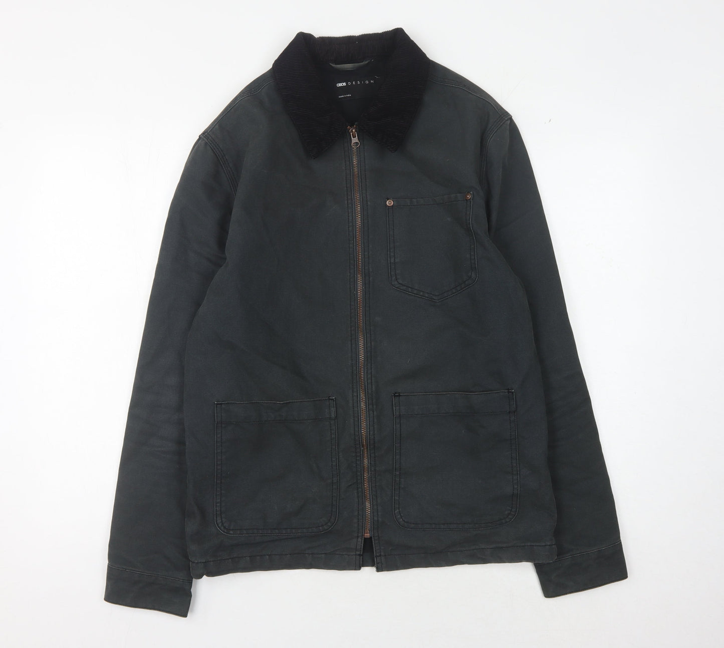 ASOS DESIGN Men's Black Cotton Jacket, Size S, Casual Style