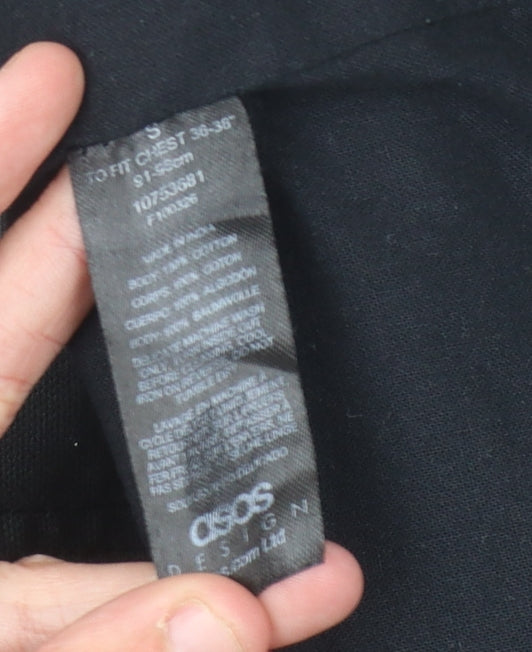 ASOS DESIGN Men's Black Cotton Jacket, Size S, Casual Style